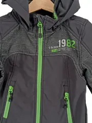 Vorschaubild 3 von Kinder Outdoorjacke Softshell Gr. 92/98 Grau Grün Kapuze