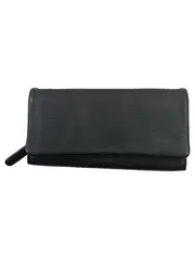 Vorschaubild 1 von Geldbörse Damen Leder Schwarz Klassisch Portemonnaie 19x10cm