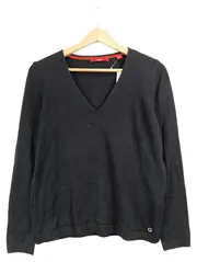 Vorschaubild 1 von Damen Pullover V-Ausschnitt Langarm Schwarz Gr. 36 Basic