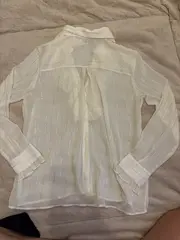 Vorschaubild 4 von Damen Bluse Gr. 38/M Rüschen Glitzerstreifen Weiß Festlich Elegant