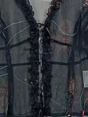 Vorschaubild 3 von EDC Damen Bluse Schwarz Grafisch Muster Langarm Seide XS