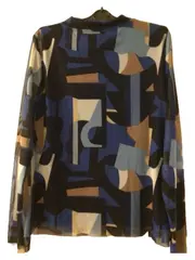 Vorschaubild 2 von Damen Langarmshirt Mesh Abstraktes Muster Gr. 38 Blau