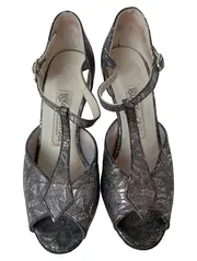 Vorschaubild 2 von Tanzschuhe Damen 35 Silber Elegant Vintage Peeptoe T-Bar