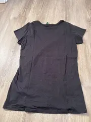 Vorschaubild 2 von Damen T-Shirt V-Ausschnitt Schwarz Logo Basic Gr. S