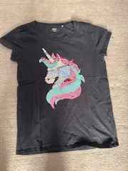 Vorschaubild 2 von Kinder T-Shirt Gr. 158 Grau Pailletten Einhorn Casual