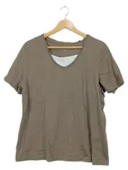 Vorschaubild 1 von CANDA Damen T-Shirt Gr. L/42 Oliv Basic V-Ausschnitt Baumwolle