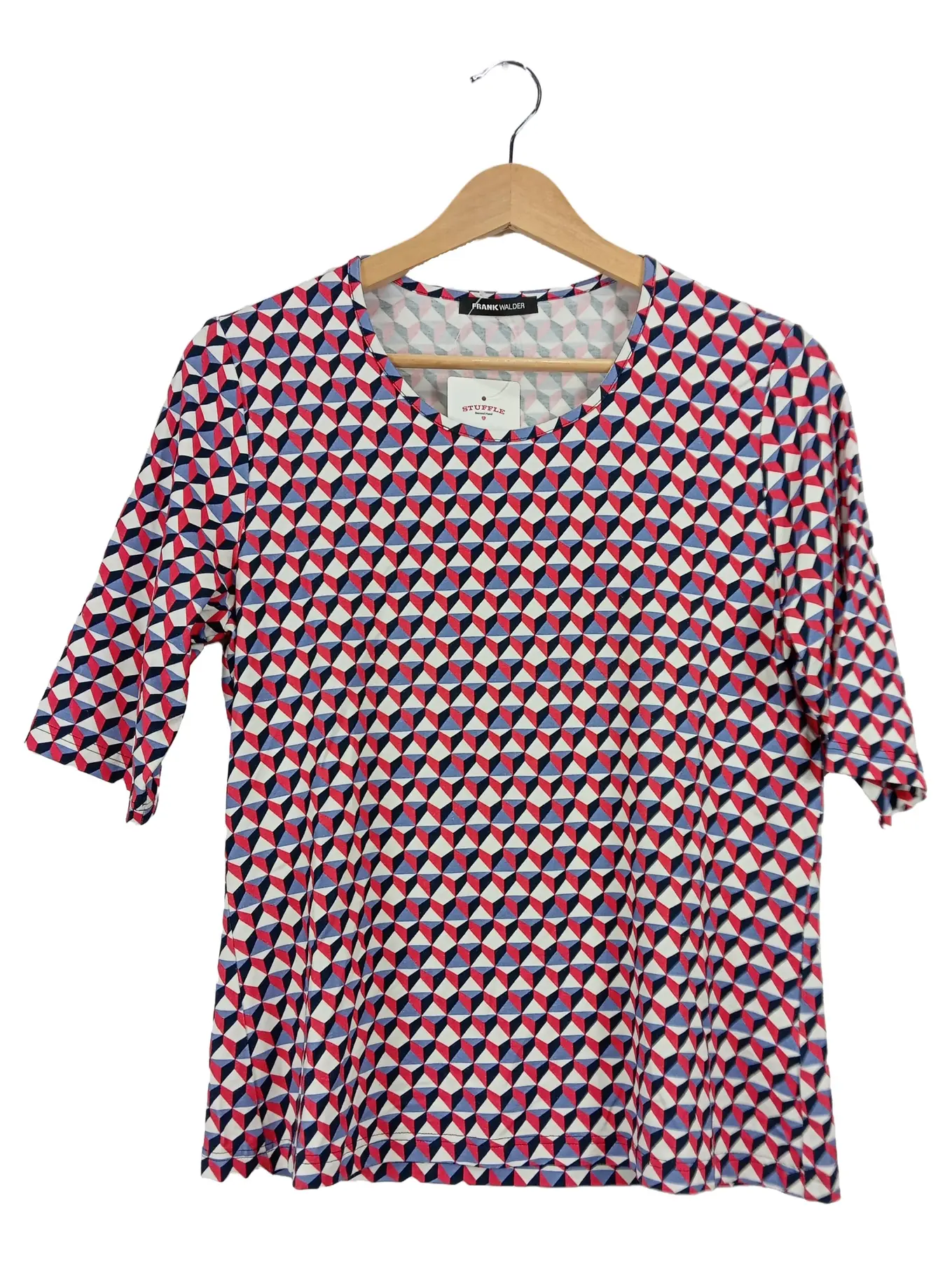 FRANK WALDER Damen Bluse Gr. 40 Geometrisch Muster Mehrfarbig 3/4-Arm