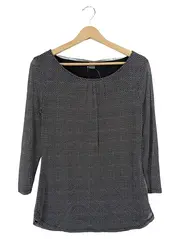 Vorschaubild 1 von Premium Damen Bluse Gr. 40 L Schwarz Geometrisch 3/4-Arm Business