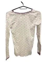Vorschaubild 2 von Langarmshirt Mädchen Gr. 152 Weiß Bunte Sterne Spitzenbesatz