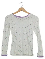 Vorschaubild 1 von Langarmshirt Mädchen Gr. 152 Weiß Bunte Sterne Spitzenbesatz