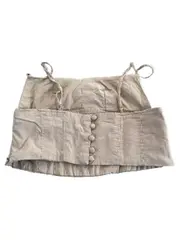 Vorschaubild 3 von Damen Corsage Crop Top Träger Beige Gr. S Baumwolle