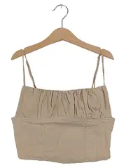 Vorschaubild 1 von Damen Corsage Crop Top Träger Beige Gr. S Baumwolle