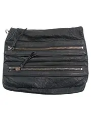 Vorschaubild 2 von Schwarze Leder Clutch Damen Tasche Reißverschluss Urban