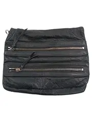 Vorschaubild 1 von Schwarze Leder Clutch Damen Tasche Reißverschluss Urban