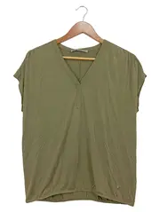 Vorschaubild 1 von . Damen T-Shirt Gr. S Oliv Modal V-Ausschnitt Casual