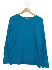 Vorschaubild 2 von Damen Pullover Langarm Türkis Gr. M Baumwolle Leinen Basic