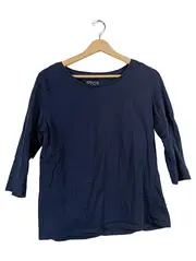 Vorschaubild 1 von Damen Langarmshirt Gr. L Blau Bio-Baumwolle Basic