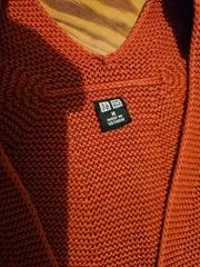 Vorschaubild 3 von Damen Pullover V-Ausschnitt Orange Gr. M Baumwolle Strick