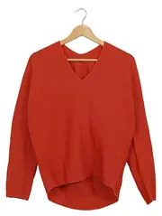 Vorschaubild 1 von Damen Pullover V-Ausschnitt Orange Gr. M Baumwolle Strick