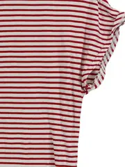 Vorschaubild 5 von Damen T-Shirt Gr. 40/L Rot Gestreift Kurzarm Baumwolle Freizeit