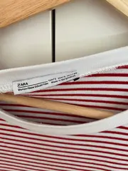 Vorschaubild 6 von Damen T-Shirt Gr. 40/L Rot Gestreift Kurzarm Baumwolle Freizeit