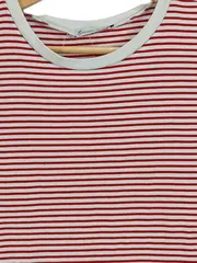 Vorschaubild 3 von Damen T-Shirt Gr. 40/L Rot Gestreift Kurzarm Baumwolle Freizeit