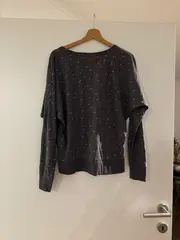 Vorschaubild 2 von Damen Pullover Sweatshirt Grau Gr. M Langarm Baumwolle