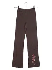 Vorschaubild 1 von Kikstar Stoffhose Mädchen Gr. 164 Braun Blumen Stickerei Baumwolle