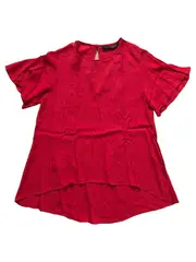Vorschaubild 1 von Woman Damen T-Shirt Shirt Rot Rüschen Feminin Gr. 36 S Kurzarm
