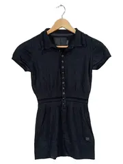 Vorschaubild 1 von Damen Strickkleid Gr. M Grau Kurzarm Knopfleiste Casual