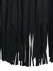 Vorschaubild 3 von Damen Fransen Jacke Cardigan Wildlederoptik Schwarz Gr. M Boho