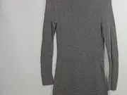 Vorschaubild 3 von Strickkleid Damen Wolle Midikleid Rippstrick Grau Gr. 34/XS