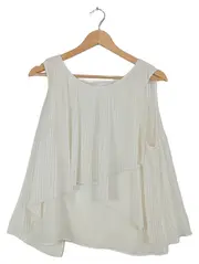 Vorschaubild 1 von Trafaluc Damen Top Bluse Plissee Weiß Asymmetrisch Gr. XS