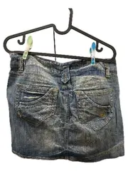 Vorschaubild 2 von Jeansrock Damen Blau Minirock Gr. S/36 Baumwolle Stickerei Freizeit