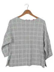 Vorschaubild 1 von Pullover Damen Gr. 36/S Grau Kariert 3/4-Arm Casual