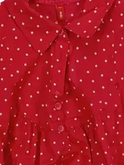 Vorschaubild 3 von Damen Bluse Rot Gepunktet Kurzarm Gr. M 38 Baumwolle