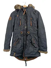 Vorschaubild 1 von Damen Winterjacke Parka Kapuze Fellkragen Gr. 36/S Grau