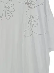 Vorschaubild 4 von Damen T-Shirt Gr. XL Weiß Floralmuster Stickerei Kurzarm Baumwolle