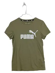 Vorschaubild 1 von Damen T-Shirt Gr. S Oliv Logo-Print Baumwolle Sportlich