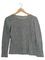 Vorschaubild 1 von Langarmshirt Damen 36 S Grau Gestreift 100% Baumwolle Casual Top