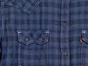 Vorschaubild 3 von Herren Flanellhemd Kariert Blau Western-Style Gr. 42/XL