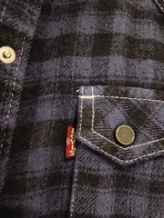 Vorschaubild 2 von Herren Flanellhemd Kariert Blau Western-Style Gr. 42/XL