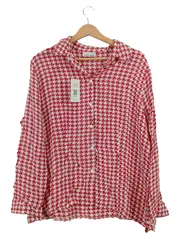 Vorschaubild 1 von Damen Bluse Pepita Muster Rot Weiß Langarm Gr. 46