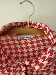 Vorschaubild 3 von Damen Bluse Pepita Muster Rot Weiß Langarm Gr. 46