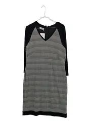 Vorschaubild 1 von Femme Businesskleid Gr. 42/XL Kariert Schwarz Weiß Langarm