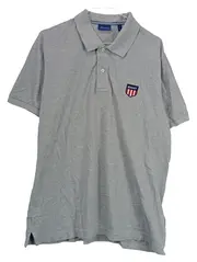 Vorschaubild 1 von Herren Poloshirt Polohemd Gr. L Grau Baumwolle Logo Stickerei Casual Basic