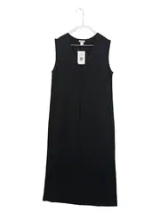 Vorschaubild 1 von Strickkleid Damen Schwarz Gr. 40 Viskose Ärmellos V-Ausschnitt Basic