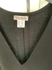 Vorschaubild 6 von Strickkleid Damen Schwarz Gr. 40 Viskose Ärmellos V-Ausschnitt Basic