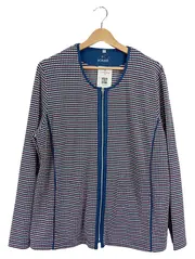 Vorschaubild 1 von Damen Strickjacke Gr. 46 Blau Rosa Gestreift Reißverschluss