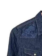 Vorschaubild 2 von Damen Jeanshemd Hemdbluse Blau Stickerei Gr. S 36